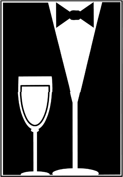 Formally dressed glass of wine vinyl sticker. Customize on line. Restaurants Bars Hotels 079-0275